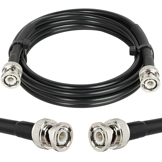 BNC Cable - 5FT RG58 50 ohm Male to Male Coax Cables Low Loss BNC Extension Coaxial Cable with for Antennas, RF Radios, Modems, Oscilloscopes, Spectrum, etc (Black)