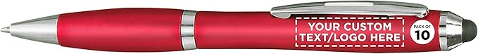 DISCOUNT PROMOS Custom Plastic Stylus Pens Set of 10, Personalized Bulk Pack - Black Ink, Great for Office, School, Business, Tradeshows, Events - Orange