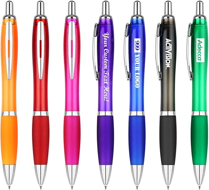 100 Pack Personalized Pens With Your Custom Logo Advertising Message - Party Favors
