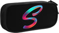 Cute Initial Pencil Case for Kids Students, Large Capacity Pencil Pouch for Boys Girls, Letter Design Pencil Box Pen Bag Office Stationery Organizer, Rainbow Letter S