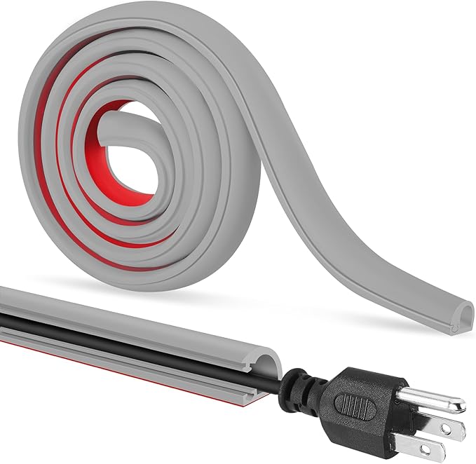 Self-Adhesive Cable Hider, Flexible Wire Cover Cable Raceway for Wires, Wall Mount TV, Home Audio, Network, Power, and Phone Line Managemen (Gray, 157inch)