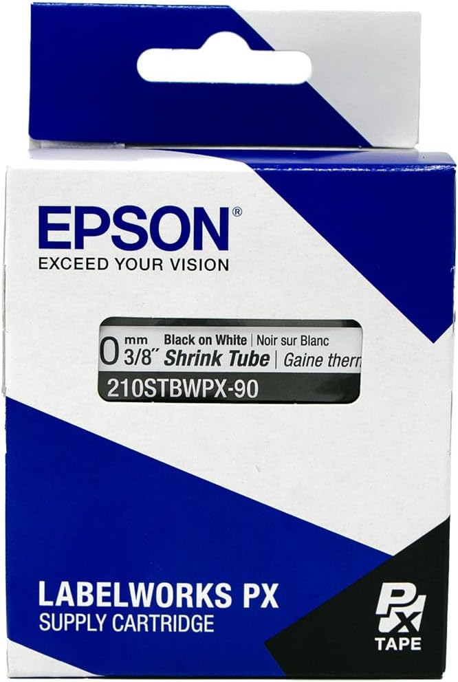 LABELWORKS Epson LW-PX900 Industrial Label Maker and Heat Shrink Tube - Label Maker Kit and 210STBWPX-90 Tape AWG 4-12, 3/8" (10MM) Wide, 7.5 ft (90")