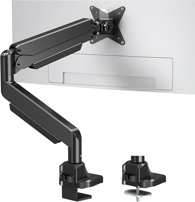 MOUNTUP Single Monitor Mount fits 49 45 44 43 42 40 39 37 34 inch Ultrawide Screen, Holds 6.6-33lbs, Computer Monitor Arm Desk Mount, Heavy Duty Gas Spring Monitor Stand with C-clamp/Grommet Base