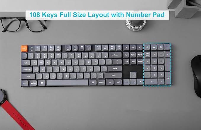 Keychron K5 Max Ultra-Slim Wireless Custom Mechanical Keyboard, QMK/VIA Programmable 3-Mode Bluetooth/2.4 GHz/Wired with RGB Backlight Low Profile Gateron Brown Switch, PBT Keycaps for Mac Win Linux
