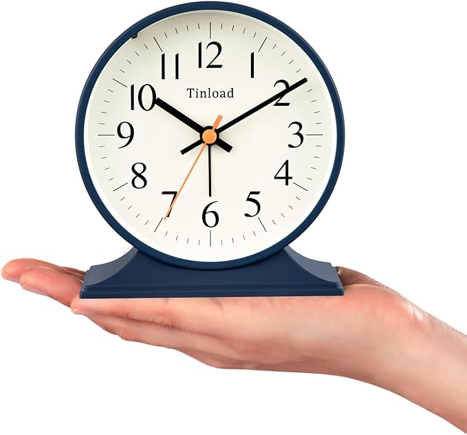 4.5"Retro Analog Alarm Clock,Vintage decor , Super Silent Non Ticking Small Clock with Manual Light, Snooze, Battery Operated, for Bedroom, Living Room, Office,Nightstand, Bedside, Desk ,Table(Blue)