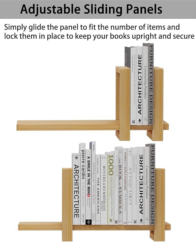 Adjustable Desktop Bookshelf, Retro Tabletop Bookshelf, Desk Shelf for Top of Desk in Living Room, Home, Office, Perfect for Magazine, Books, Cookbooks, No Tools Required to Assemble (Yellow)