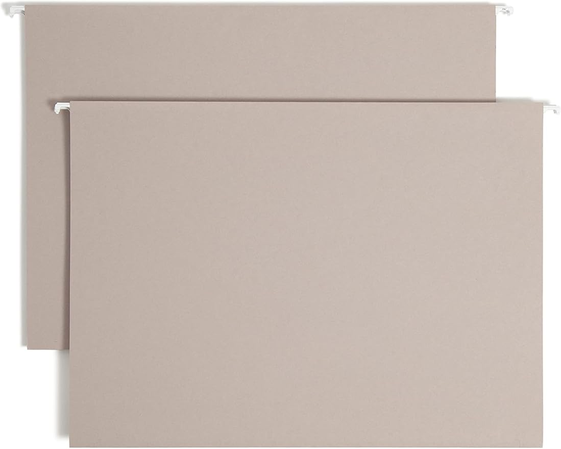 Smead TUFF Extra Capacity Box Bottom Hanging Folder, 3" Expansion, 1/3-Cut Easy Slide Tab, Legal Size, Steel Gray, 18 per Box (64341)