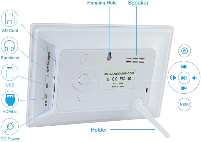 Aowasi 7 Inch Dementia Clock for Seniors Impaired Vision Alzheimers Digital Calendar Day Clock with 12 Alarm Options, Non-Abbreviated Day & Month
