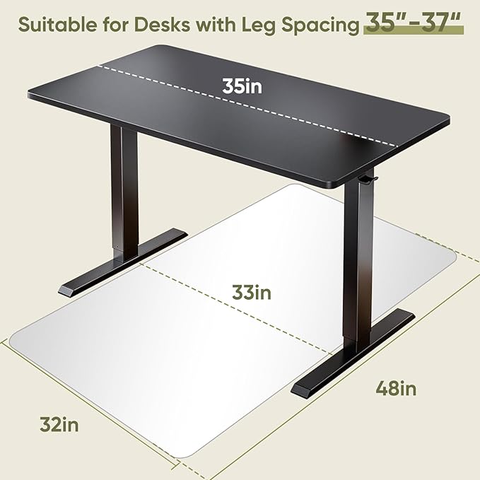 Furnbar Office Chair Mat for Carpet & Hardwood, Upgraded 32" x 48" Dual Use Tempered Glass Chair Mat for Chair and Footrest Under Desk