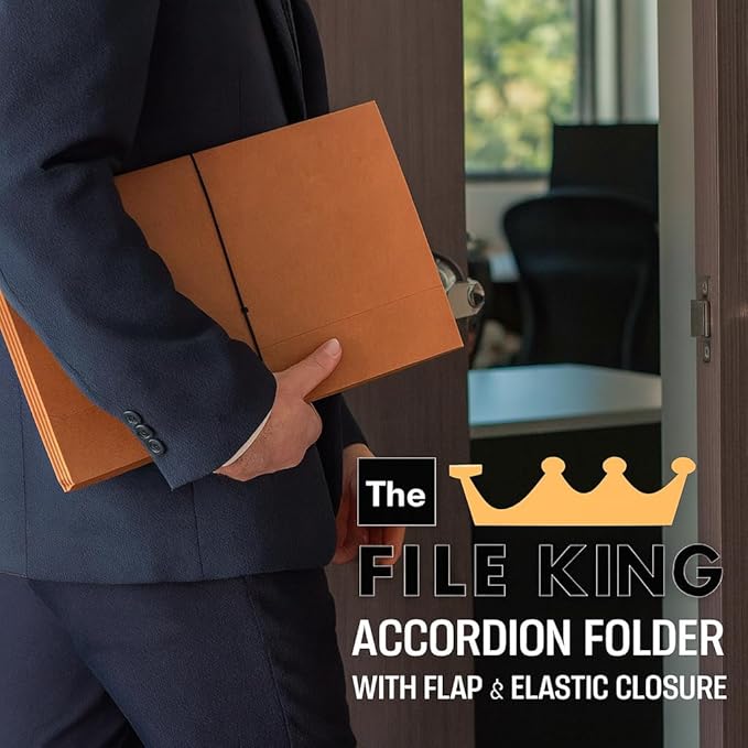 The File King Expanding File Wallet - Legal Size, 10 Redropes | USA Made | 3.5” Expandable File Folders | Redwell Folders Legal Size Wallets | Red Rope Expanding File Folder with Flap & Elastic Cord