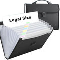 Extra Large Legal Size/Foolscap 12 Pockets Accordion File Organizer with Handle, TRANBO Portable Expanding File Folder, Expandable Plastic Document Organizer for Travel School Office - Black