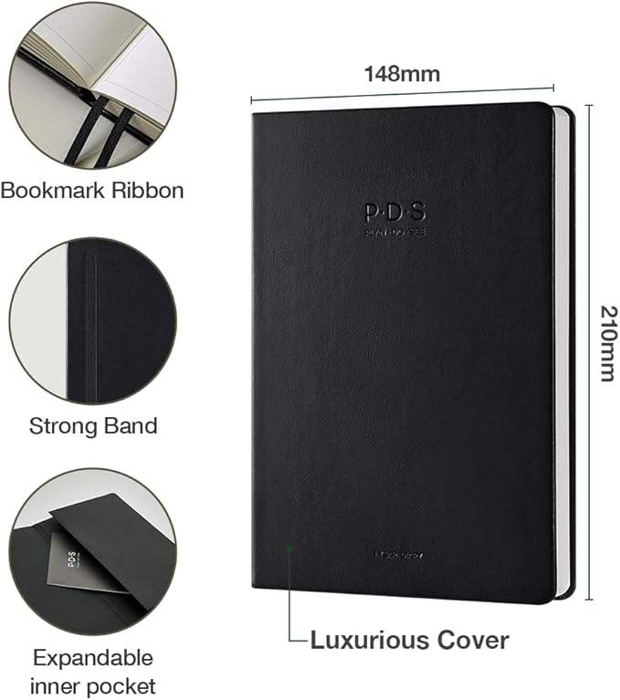 [ORODA] 2026 PDS (PLAN DO SEE) Diary, Weekly and Monthly Planner for Organization and Planning, 10 Minutes Time Block, Italian PU Hard Cover, 5.8” x 8.2”