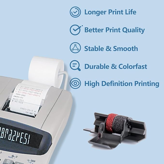 10 Pack IR40T IR-40T Compatible with Calculator Ink Roller Ribbon Replacement for P23-dhv CP13 Replacement for Sharp EL-1750V CP-13 MP-12D EL-1801V HR-100TM HR-170RC Printer, Black and Red