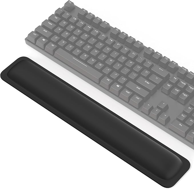 TECKNET Wrist Rest for Computer Keyboard, Thicken Memory Foam Wrist Support Pad for Keyboard, Ergonomic Palm Rest for Pain Relief, Anti-Slip Rubber Base, 17x3.3 in, 1 inch (25mm), Black