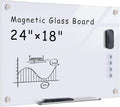 Mifuro Magnetic Glass Whiteboard，24"x18" Wall Mounted Frameless Dry Erase Board for Office, Home & School Ultra White