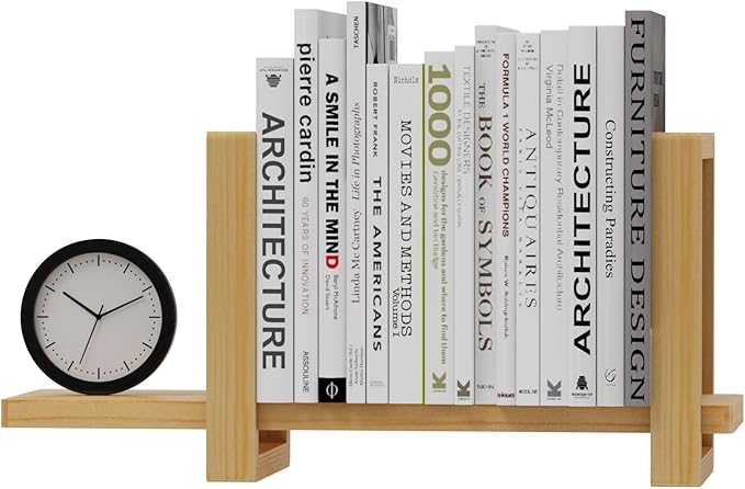 Adjustable Desktop Bookshelf, Retro Tabletop Bookshelf, Desk Shelf for Top of Desk in Living Room, Home, Office, Perfect for Magazine, Books, Cookbooks, No Tools Required to Assemble (Yellow)