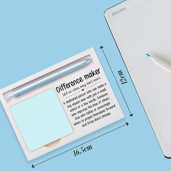 Difference Maker Office Decor Sticky Note Holder Decorative, Difference Maker Thank You Appreciation Gifts for Women Men Self-Stick Note Pad Holders W2B39