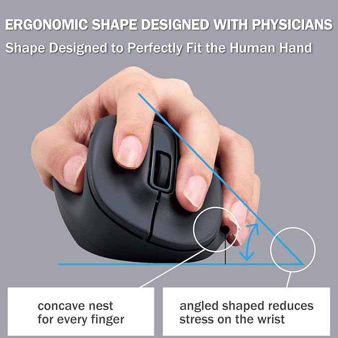 ELECOM Left Hand Wireless Ergonomic Mouse, 2.4GHz with Mini USB Receiver, Silent Click, 2000DPI, 5 Buttons, Optical Sensor, Compatible with PC, Mac, Laptop, EX-G, Msize Black (M-XGM31DBSKBK)