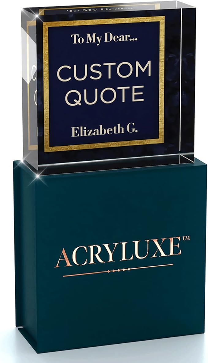 Custom Acrylic Sign Personalized, Custom Desk Name Plate, 18 Styles, (4"x4"), With Gift Box, USA Made by Acryluxe. (Folsom)