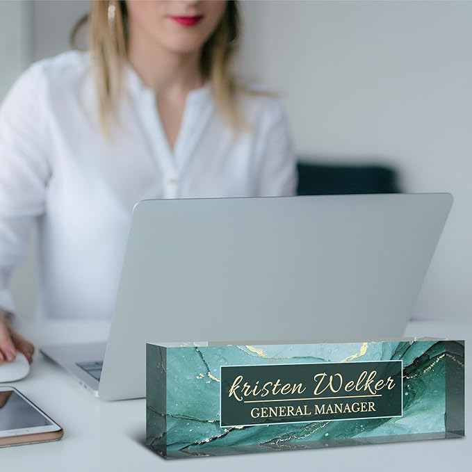 Desk Name Plate Personalized, Custom Name Plate for Desk, Acrylic Desktop Accessories, Office Gift & Decor for Women Men, Teacher Nurse Boss Employee Appreciation Gifts