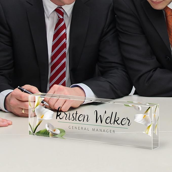 Personalized Office Name Plate for Desk, Custom Employee Appreciation Gifts, Acrylic Desk Name Plate Funny, Desk Decorations Gift, Acrylic Desk Ornaments (Style-Lily)…