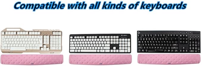 BRILA Ergonomic Memory Foam Keyboard Wrist Rest Support Pad Cushion for Computer, Laptop, Office Work, PC Gaming - Massage Holes Design - Cozy Typing Wrist Pain Relief (Pink)