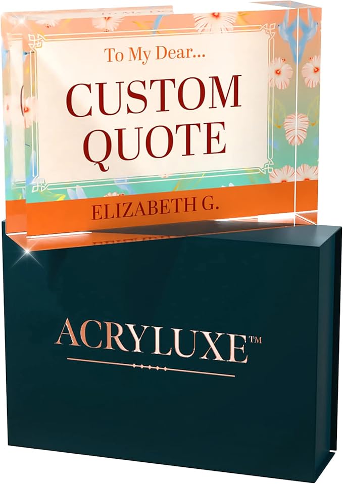 Personalized Gifts, Custom Quote Block Letter Board,Crystal-Clear Acrylic with Gift Box,17 Styles, Holiday and Christmas Gift for Mom, Dad, Girlfriend, Him or Her, Husband, Wife (5"x7, Flora)