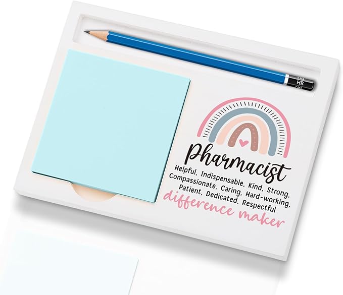 Pharmacist Office Supplies Sticky Note Holder Decor, Pharmacist Thank You Appreciation Gifts for Women Self-Stick Note Pad Holders W2B25