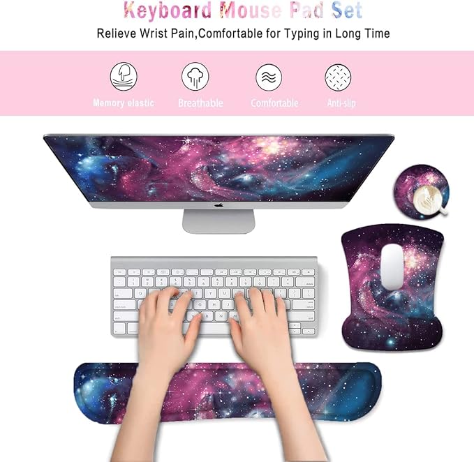 Lateefah Mouse Pad with Wrist Rest, 3-in-1 Gaming Mouse Pad, Keyboard Wrist Rest, Ergonomic Memory Foam Mousepad with Wrist Support for Computer Keyboard
