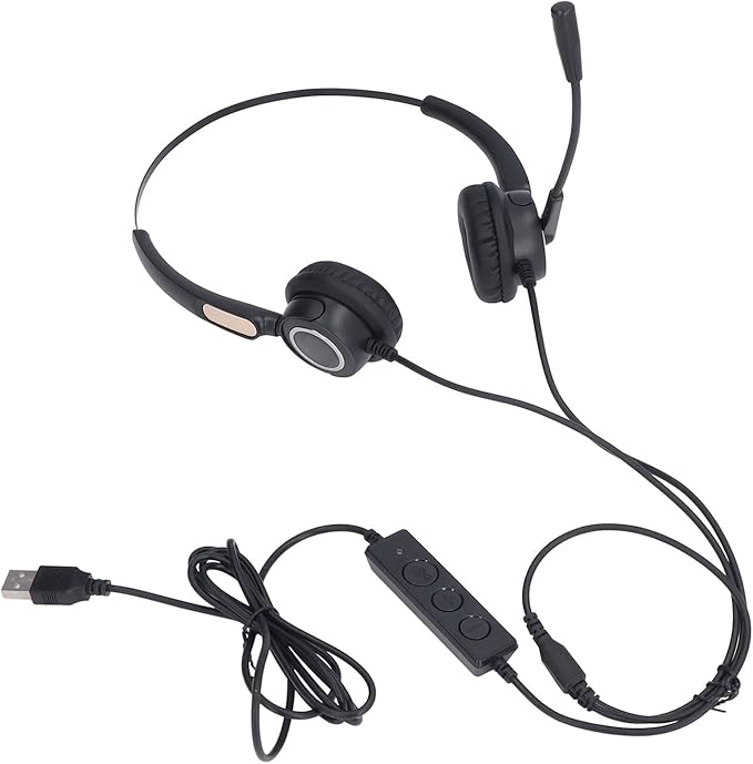 ChiweiJ Call Center Headset with Intelligent Noise Reduction, USB Computer Headset for Customer Service, Business Communication Headset with Adjustable Microphone, 180 Degree Rotating