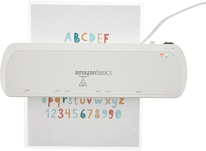 Amazon Basics 9 inch Thermal Laminator Machine for Documents and Photos, Easy to Use for Home Office or School, White