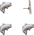 Fish Push Pins - Silver Trout Map Pins - Fishing Map Tacks for Cork Boards, Maps, or Lapel Use - Designed in USA - Set of 4