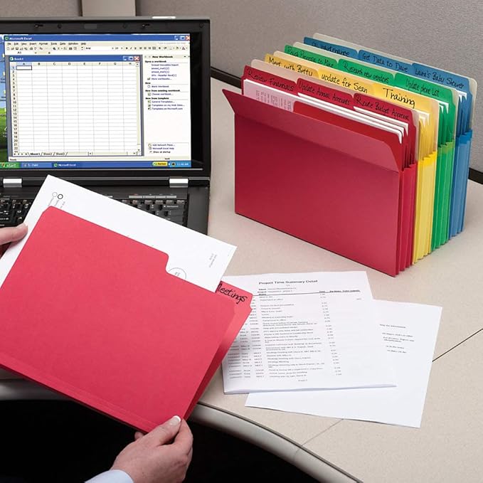 Smead SuperTab Heavyweight File Folder, Oversized 1/3-Cut Tab, Legal Size, Assorted Primary Colors, 50 Per Box (15410)