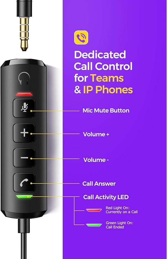 Rownfusny USB Headset with Microphone for PC, Computer Headset with Microphone Noise Canceling Mic for Laptop Call Center Wired Headset with Mic for Work Zoom Skype Teams from Office Home (Black)