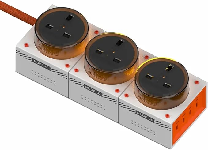 GENKI Moonbase 240W GaN Desktop Charger, Power Strip 7-Port Power Hub with 3 AC Outlets & 4 USB-C Ports (140W Max), Compact Design for Laptop/MacBook/Phone/Gaming Devices (Moonlight)