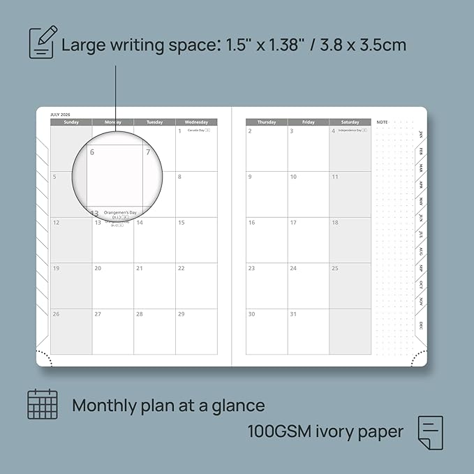 POPRUN 2026 Planner (Medium - 6.5'' x 8.5'') - 2026 Weekly Calendar ((Jan. 2026 - Dec. 2026) with Hourly Time Slots, Weekly/Monthly Appointment Book for Time Management - Leather Soft Cover - Pacific Green