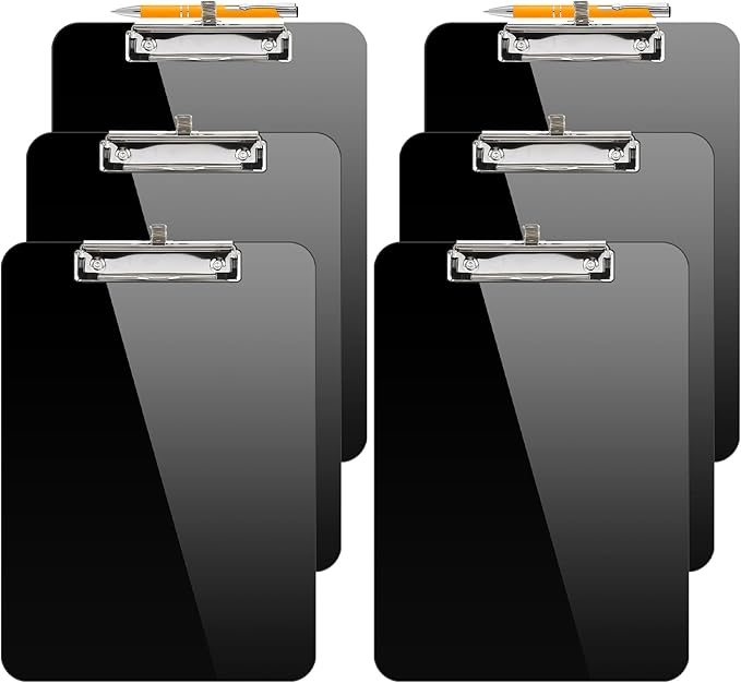 Sooez Plastic Clipboard with Pen Holder, [10% Thicker] Clip Boards 8.5x11 with Low Profile Clip, Cute Hanging Clipboard, Standard Letter Size A4 for Women Teacher, Office & School Supplies