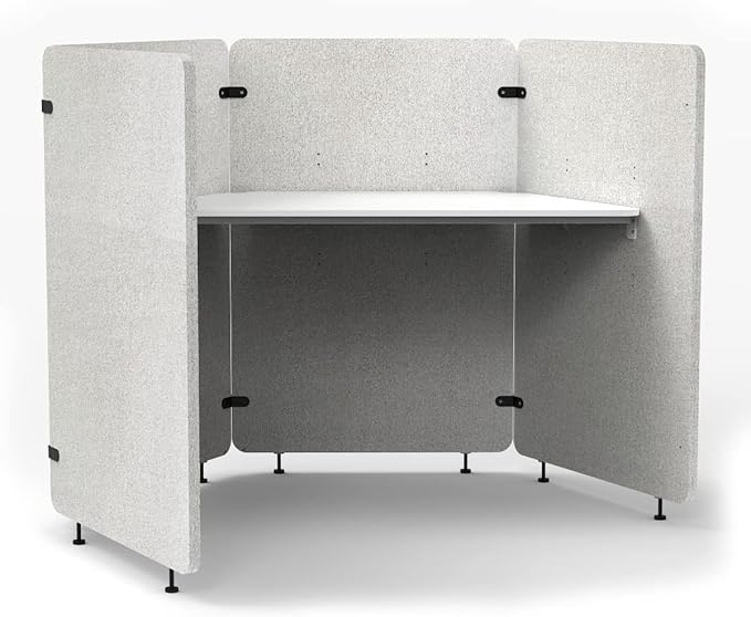 Stand Up Desk Store Noise Reducing Recycled PET 4 Panel Workpod with Height Adjustable Desk (Cool Gray, 73" W x 62.75” D x 54.5” H)