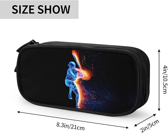 Boys Pencil Pouch Pencil Case for Kids, Sports-Themed Pencil Case with Baseball Men Pattern, Big Capacity Pencil Holder Pen Bag Storage Organizer Stationery Bag with Zippers