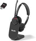 Blucalm Business V5.4 Wireless Headset with Charging Base, Computer Headset with Mic & 2.4 G USB Dongle for PC/Phone Work, Wireless Headphones with Noise-Cancelling Mic for Office, WFH, Teams, Zoom