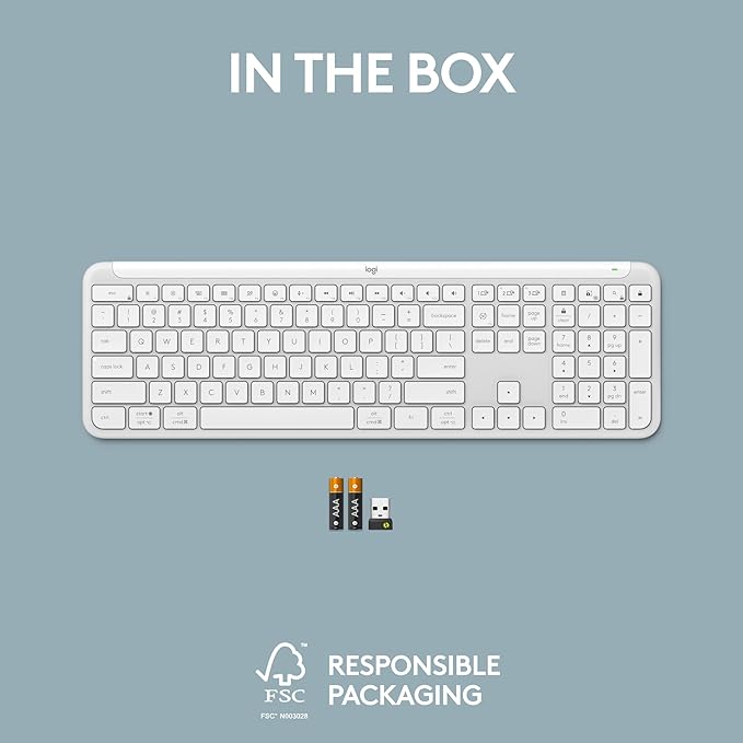 Logitech Signature Slim K950 Wireless Keyboard, Sleek Design, Switch Typing Between Devices, Quiet Typing, Bluetooth, Multi-OS, Windows, Mac, Chrome - Off-White