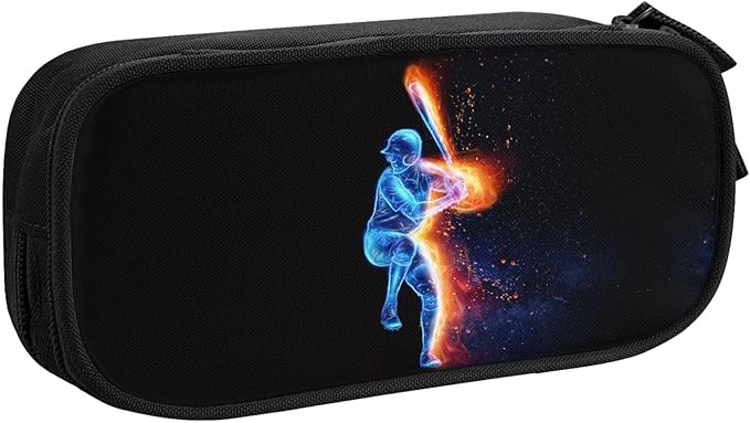 Boys Pencil Pouch Pencil Case for Kids, Sports-Themed Pencil Case with Baseball Men Pattern, Big Capacity Pencil Holder Pen Bag Storage Organizer Stationery Bag with Zippers