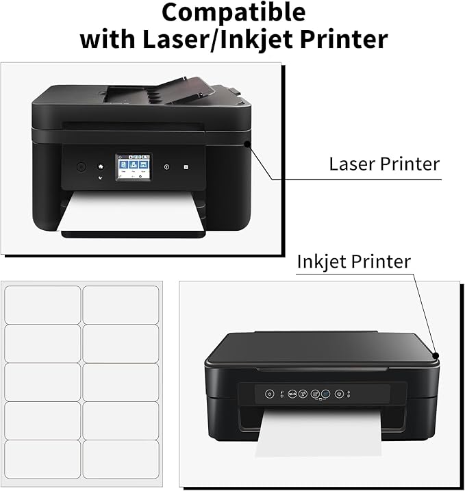 Muotich 200 Sheets 2000 Counts Shipping Address Labels, 2 x 4 Address Mailing Labels for Laser & Inkjet Printer, 10 UP White Blank Printable Shipping Label, Strong Adhesive for FBA Label