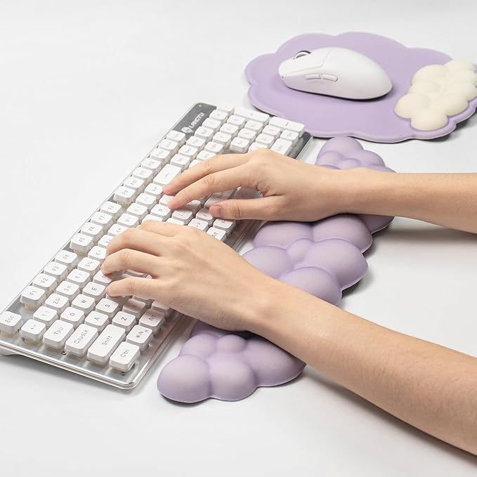 Ergonomic Mouse Pad and Keyboard Wrist Rest - Purple Cloud Wrist Rest Keyboard with Mouse Wrist Pad Sets, Soft Memory Foam Wrist Support for Laptop, Mac, Office, Work, Gaming