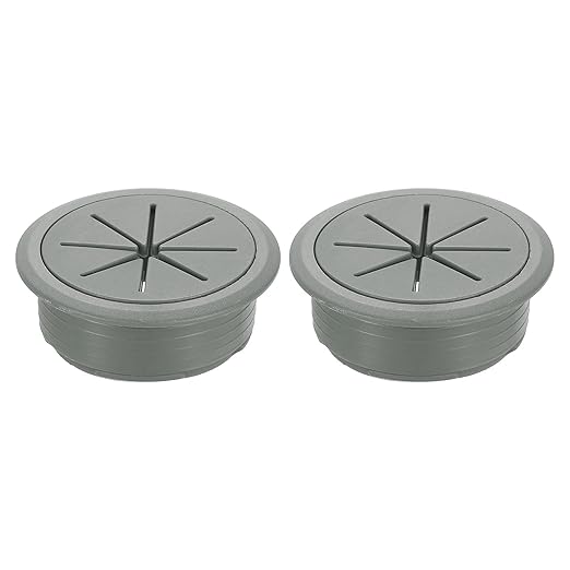 uxcell 2 Pcs Desk Grommet, 1.97 inch 50mm Desk Cable Hole Cover Wire Hole Insert for Home Office Table Cabinet Cord Organizer, Drak Gray