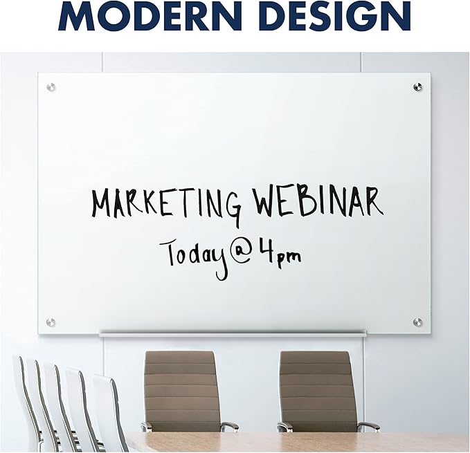 Quartet Whiteboard, Glass Dry Erase Board, Non-Magnetic, 48"W x 36"H, Infinity Frameless Mounting, White Surface, Accessory Tray, and 1 Dry Erase Marker (G4836NMW)