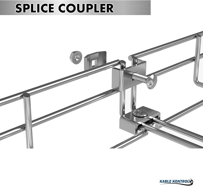 Kable Kontrol Splice Coupler, Splice Connection Hardware, Wire Mesh Tray Cable Management Rack Cord Organizer Cable Basket, 304 Stainless Steel NEC Approved for Network, Fiber Optic, Cabling Accessory