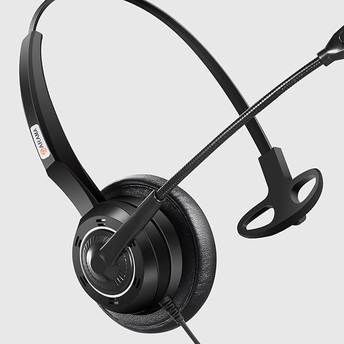 Arama USB Headset with Microphone Noise-Cancelling, Comfort Fit Computer Headset with Microphone for PC Laptop Mac Skype Zoom UC Webinar Business Call Center Home Office (Black-Monaural)