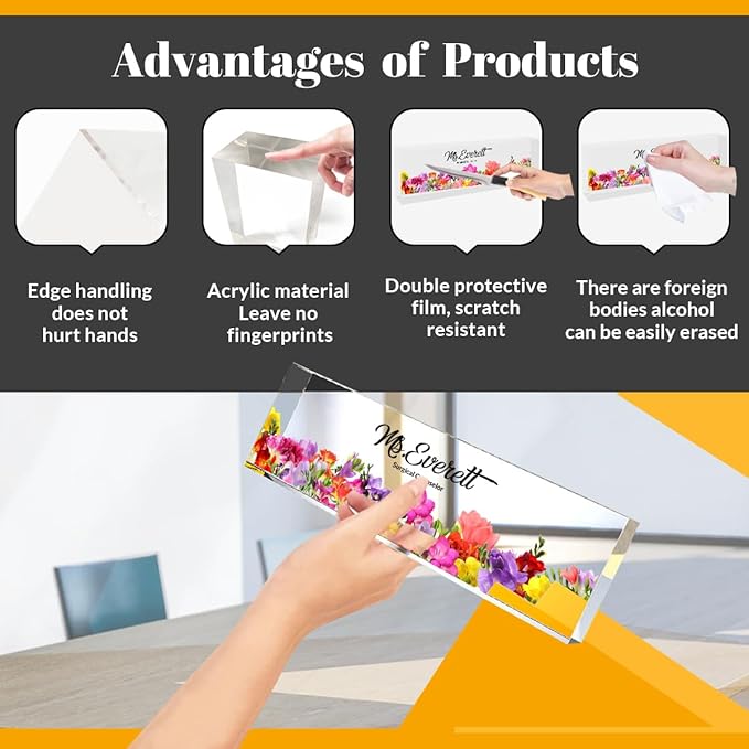 Desk Name Plate Personalized, Custom Name Plates for Classroom, Office Desk Decor Nameplate,Office Desk Accessories Decorations for Women, New Job Gift (Flower Bush 2) 731