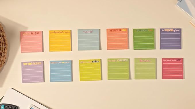 Yinder 24 Pcs Employee Appreciation Sticky Notes New Year Gift Bulk Motivation Sticky Note Pads Inspirational Gift for Teacher Nurse Staff Coworker Office Supply 3 x 3'' (Appreciation,Light Color)